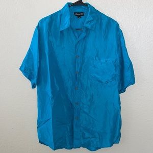 EUC Vintage Naked Silk 100% Silk Mens Short Sleeve Button Up